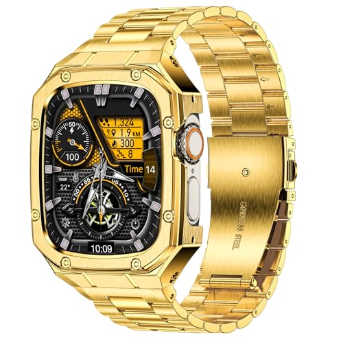Deczone Kompatibel mit Apple Watch Armband 49mm, Metall Ersatzband für Ultra 2/1 Edelstahl iWatch Bands Männer (Gold) von Deczone