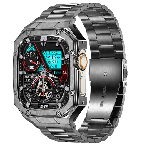 Deczone Kompatibel mit Apple Watch Armband 49mm, Metall Ersatzband für Ultra 2/1 Edelstahl iWatch Bands Männer (Grau) von Deczone