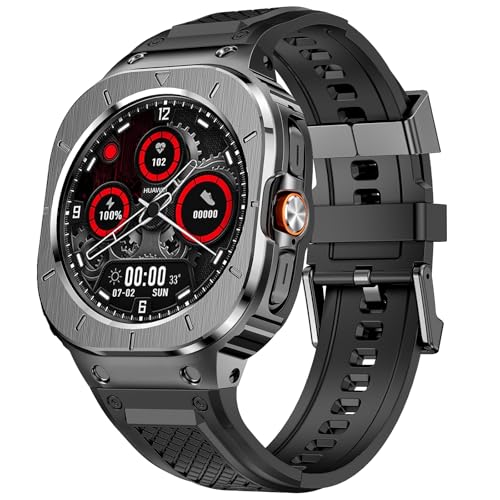 Deczone Silikonband mit Edelstahlgehäuse Abdeckung kompatibel mit Samsung Galaxy Watch Ultra 47mm Bands Schutzhülle für Männer (Grau) von Deczone