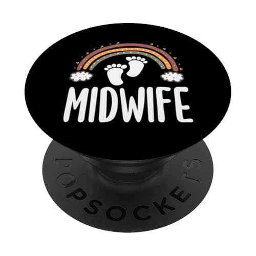Hebamme Regenbogen Fußabdrücke Fröhliche Geburtspflege PopSockets Klebender PopGrip von Dedicated Midwives and Maternal Health Gifts