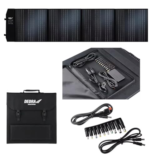 Sonnenkollektor Balkonkraftwerk Stark 100W DEDRA DEZT0100 mit LED licht, gewicht 4,35kg, IP65 Schutz, Monokristalline Solarmodule USB-Solarladegerät, für Camping, Gärten, Balkone und im Freien von Dedra