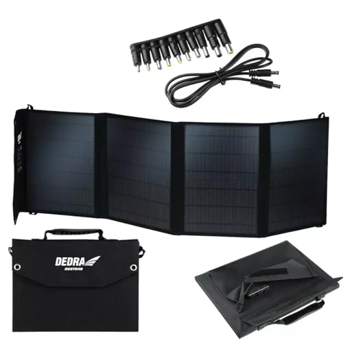 Sonnenkollektor Balkonkraftwerk Stark 40W DEDRA DEZT0040 mit LED licht, gewicht 1,9kg, IP65 Schutz, Monokristalline Solarmodule, USB-Solarladegerät, für Camping, Gärten, Balkone und im Freien von Dedra