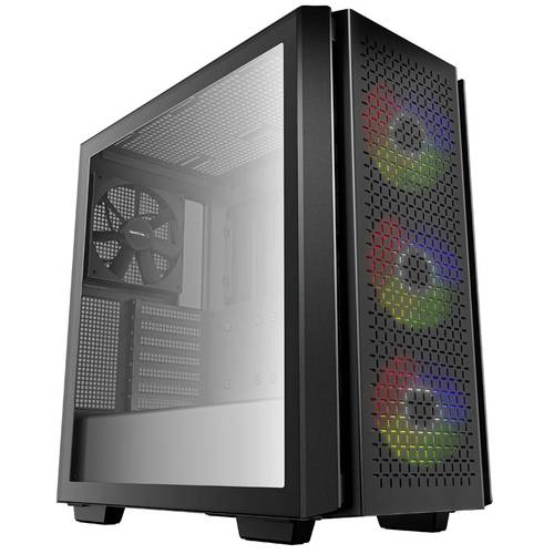 DeepCool CG560 Midi-Tower PC-Gehäuse Schwarz 1 vorinstallierter Lüfter, 3 Vorinstallierte LED Lüfter von DeepCool