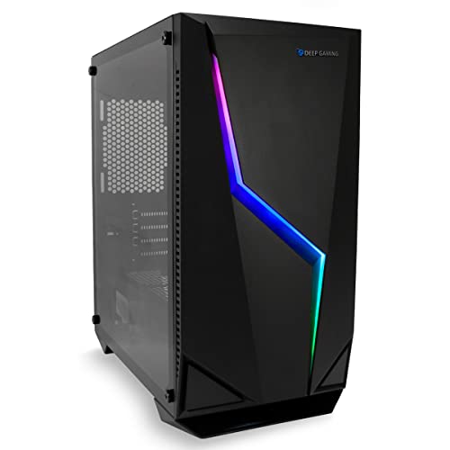 DeepGaming M235 - Micro-ATX und ITX PC-Gehäuse mit 2 x USB3.0, Seitenteil aus gehärtetem Glas, unterstützt bis zu 7 Lüfter, Grafiken bis zu 300 mm, RGB, PC-Gaming-Gehäuse, Schwarz von DeepGaming