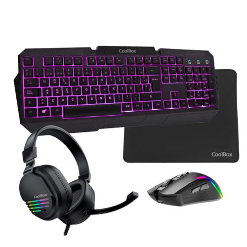 DeepGaming X-Wing 2 Pack Gaming 4-in-1 - QWERTY-Membran-Tastatur mit Ñ-Hintergrundbeleuchtung, optische RGB-Maus 7200 DPI, Kopfhörer mit Mikrofon, rutschfeste Matte, Multi-Plattform-Gaming-Set DeepGaming X-Wing 2 Pack Gaming 4-in-1 - QWERTY-Membran-Tastatur mit Ñ-Hintergrundbeleuchtung, optische RGB-Maus 7200 DPI, Kopfhörer mit Mikrofon, rutschfeste Matte, Multi-Plattform-Gaming-Set von DeepGaming