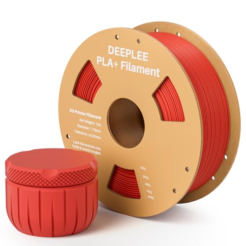 DEEPLEE PLA+ Filament 1.75mm, PLA Plus 3D Drucker Filament, Maßgenauigkeit +/- 0,02 mm, Filament 3D-Druckmaterialien, Rot 1kg (2,2lbs) von Deeplee