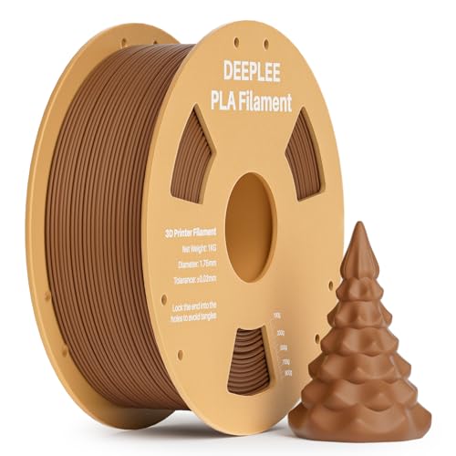 DEEPLEE PLA Filament 1.75mm, 3D Drucker Filament 1kg (2,2lbs), Maßgenauigkeit +/- 0,02 mm, Filament 3D-Druckmaterialien für FDM 3D Drucker, Braun von Deeplee