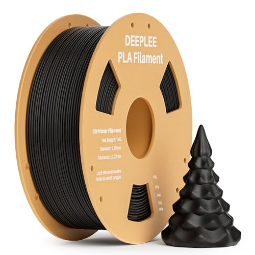 DEEPLEE PLA Filament 1.75mm, 3D Drucker Filament 1kg (2,2lbs), Maßgenauigkeit +/- 0,02 mm, Filament 3D-Druckmaterialien für FDM 3D Drucker, Schwarz von Deeplee