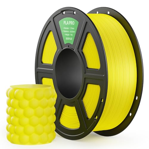 DEEPLEE PLA PRO Filament 1.75mm, Stärkere Zähigkeit 3D Drucker Filament, PLA Filament Maßgenauigkeit ±0.02 mm, Sauber gewickelt, Einfach zu Drucken, Passend für die meisten FDM 3D Drucker, Gelb 1KG von Deeplee