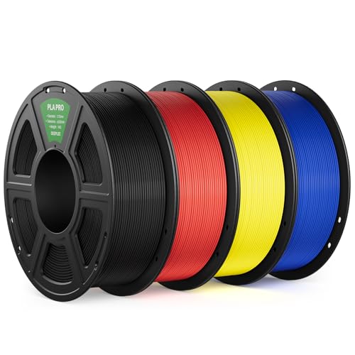 DEEPLEE PLA PRO Filament 1.75mm, Stärkere Zähigkeit 3D Drucker Filament, PLA Filament Maßgenauigkeit ±0.02 mm, Sauber gewickelt, Passend für die meisten FDM 3D Drucker, Schwarz Rot Gelb Blau, 4KG von Deeplee
