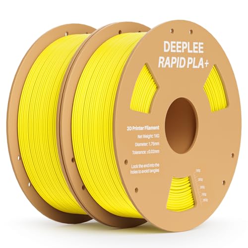 DEEPLEE Rapid PLA Plus Filament 1.75mm, High Speed 3D Drucker Filament up to 600mm/s, PLA+ Filament Maßgenauigkeit +/- 0.02 mm für die meisten FDM 3D Drucker, Gelb 2KG von Deeplee