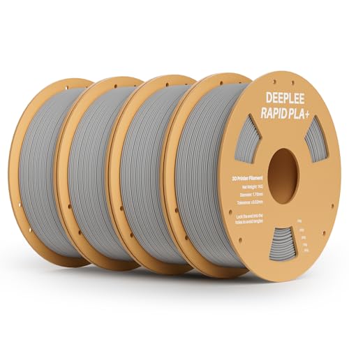 DEEPLEE Rapid PLA Plus Filament 1.75mm, High Speed 3D Drucker Filament up to 600mm/s, PLA+ Filament Maßgenauigkeit +/- 0.02 mm für die meisten FDM 3D Drucker, Grau 4KG(1kg/Spool) von Deeplee
