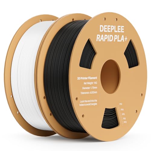 DEEPLEE Rapid PLA Plus Filament 1.75mm, High Speed 3D Drucker Filament up to 600mm/s, PLA+ Filament Maßgenauigkeit +/- 0.02 mm für die meisten FDM 3D Drucker, Schwarz 1KG und Weiß 1KG von Deeplee