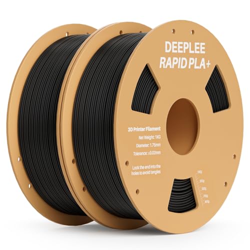 DEEPLEE Rapid PLA Plus Filament 1.75mm, High Speed 3D Drucker Filament up to 600mm/s, PLA+ Filament Maßgenauigkeit +/- 0.02 mm für die meisten FDM 3D Drucker, Schwarz 2KG von Deeplee