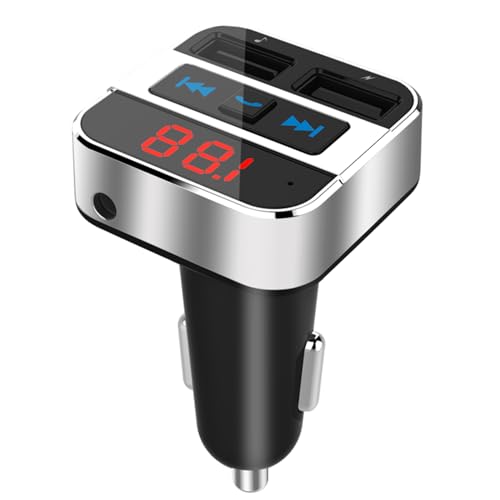 Bluetooth FM Transmitter,DeeprBetter KFZ Auto Bluetooth Radio Transmitter Adapter Bluetooth Freisprecheinrichtung mit 2 USB Auto Ladegerät Häfen (5V/3.1A) für Schnelles Sicheres Laden,3.5mm AUX Kabel von DeeprBetter