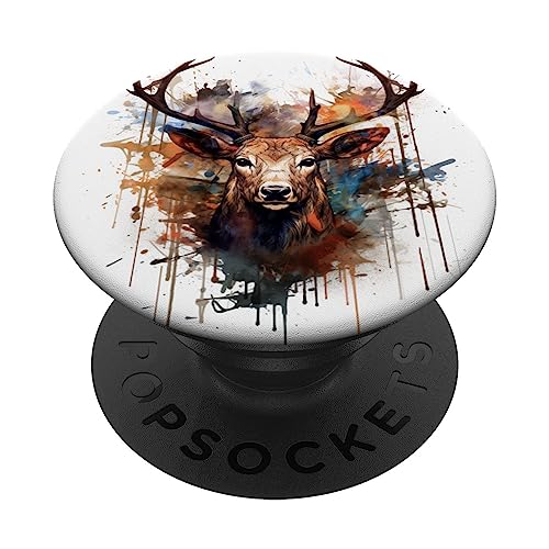 Aquarell-Hirsch-Design, Hirsch PopSockets mit austauschbarem PopGrip von Deer Gifts for Deer Hunters