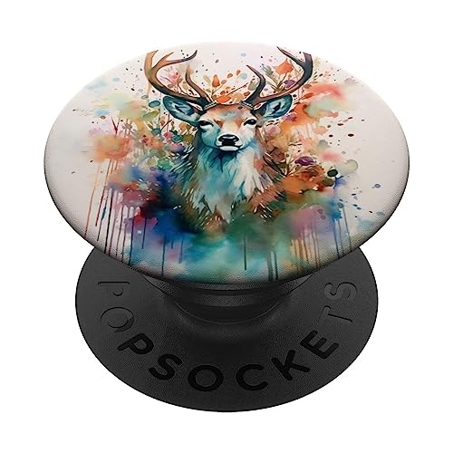 Aquarell-Hirsch-Design, Hirsch PopSockets mit austauschbarem PopGrip von Deer Gifts for Deer Hunters