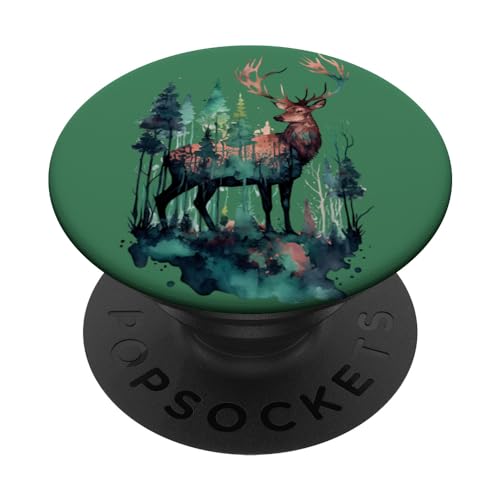 Hirsch Hirsch Wald Aquarell PopSockets mit austauschbarem PopGrip Hirsch Hirsch Wald Aquarell PopSockets mit austauschbarem PopGrip von Deer Merch
