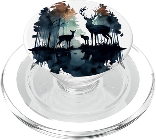 Hirsch Wald Aquarell PopSockets PopGrip für MagSafe von Deer Merch