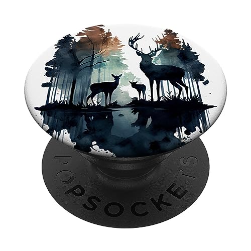 Hirsch Wald Aquarell PopSockets Klebender PopGrip Hirsch Wald Aquarell PopSockets Klebender PopGrip von Deer Merch