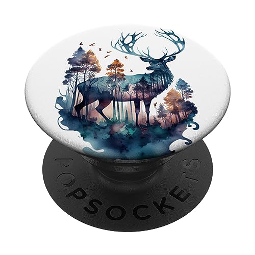 Hirsch Wald Aquarell PopSockets Klebender PopGrip Hirsch Wald Aquarell PopSockets Klebender PopGrip von Deer Merch