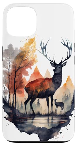 Hülle für iPhone 13 Hirsch Hirsch Wald Aquarell von Deer Merch