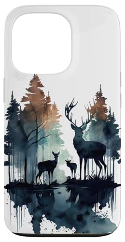 Hülle für iPhone 13 Pro Hirsch Hirsch Wald Aquarell von Deer Merch