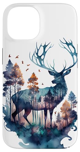Hülle für iPhone 14 Hirsch Hirsch Wald Aquarell von Deer Merch