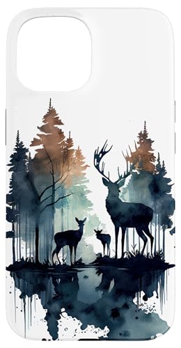 Hülle für iPhone 15 Hirsch Hirsch Wald Aquarell von Deer Merch