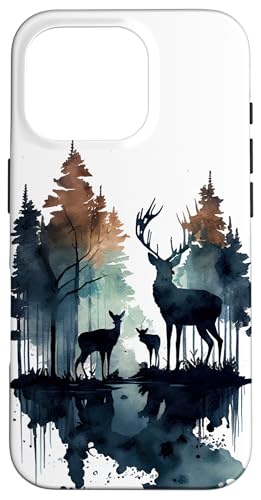 Hülle für iPhone 16 Pro Hirsch Hirsch Wald Aquarell von Deer Merch
