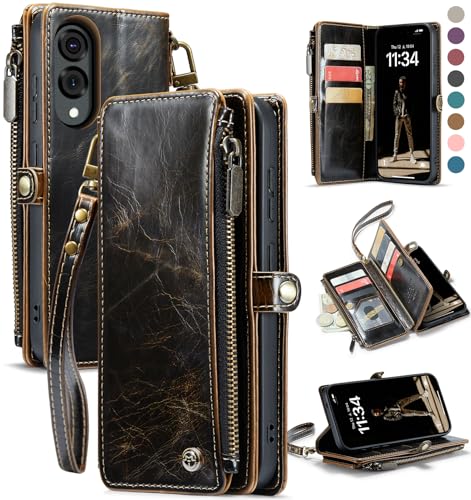 Defencase Schutzhülle für Galaxy S25 Edge mit RFID-blockierendem Kartenhalter für Damen und Herren, elegantes PU-Leder, Magnetverschluss, Flip-Riemen, Reißverschluss, Handy-Brieftaschen-Schutzhülle Defencase Schutzhülle für Galaxy S25 Edge mit RFID-blockierendem Kartenhalter für Damen und Herren, elegantes PU-Leder, Magnetverschluss, Flip-Riemen, Reißverschluss, Handy-Brieftaschen-Schutzhülle von Defencase