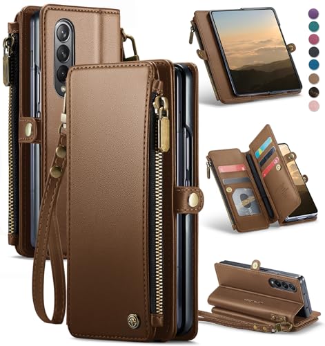 Defencase Schutzhülle für Samsung Galaxy Z Fold 3, mit RFID-blockierendem Kartenhalter und S-Stifthalter, PU-Leder, Magnetverschluss, Flip-Reißverschluss, Handyhülle, passend für Galaxy Z Fold 3 Defencase Schutzhülle für Samsung Galaxy Z Fold 3, mit RFID-blockierendem Kartenhalter und S-Stifthalter, PU-Leder, Magnetverschluss, Flip-Reißverschluss, Handyhülle, passend für Galaxy Z Fold 3 von Defencase