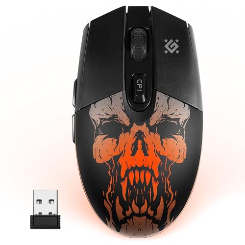 Defender Beta GM-707L kabellose Gaming-Maus Ergonomische USB-Maus mit 5 programmierbare Tasten, geräuschlose Klicks, Multi-Modi-RGB-Beleuchtung, optischer Sensor, für PC/Mac/Laptop, schwarz von Defender Global