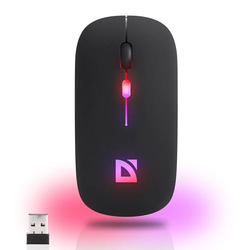 Defender® Touch Kabellose Maus – Bluetooth 5.2 & 2.4 GHz Wireless, Geräuschlose Tasten, Ultradünn, Ergonomisch, RGB Maus, Wiederaufladbar, 1200/1600 DPI, Für PC, Laptop, Büro, Windows, Mac von Defender