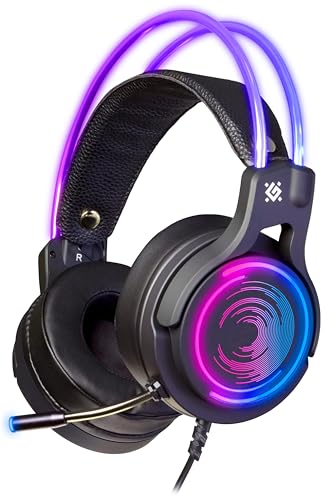 Defender® Gaming Headset, 7.1 Surround Sound, Gaming Kopfhörer PC mit Kabel für PS4, Laptop, Over-Ear-Kopfhörer mit Noise-Cancelling-Mikrofon, Headset Mit Mikrofon, LED-Licht, Schwarz von Defender