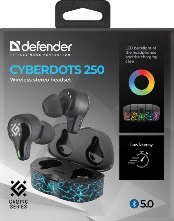 Defender CYBERDOTS 250 Kopfhörer True Wireless Stereo (TWS) im Ohr Anrufe/Musik/Sport/Alltag USB Typ-C Bluetooth Schwarz (63250) von Defender