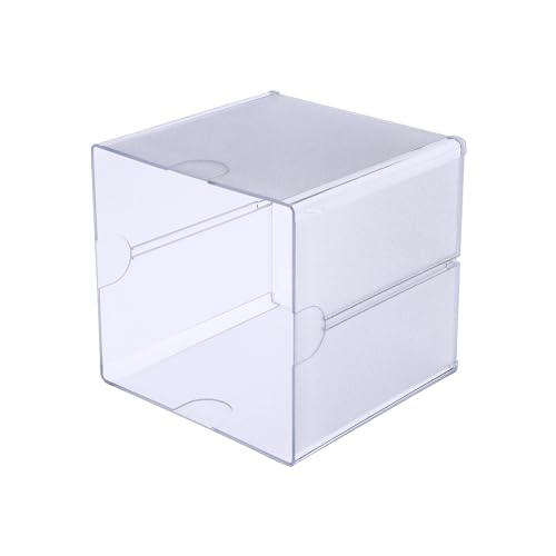 Deflecto Aufbewahrungsbox Cube, 153 x 153 x 153 mm, aus glasklarem Polystyrol, erweiterbar, Bürozubehör, Büroklammern, Stifte-Box von Deflecto