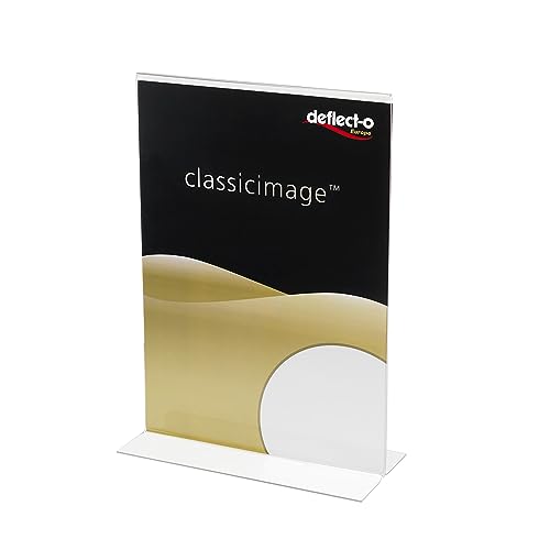 Deflecto Tischaufsteller Classic Image, gerade, A4, Hochformat, 210 x 305 x 93 mm, glasklar, doppelseitige Präsentation, Menükartenhalter, Werbeaufsteller von Deflecto