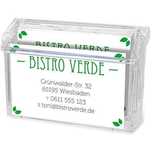 Deflecto Visitenkartenhalter, Grab-a-Card, für ca. 50 Karten, 110 x 75 x 37 mm, jederzeit griffbereit & repräsentativ, Karten-Halter, Büro-Zubehör von Deflecto