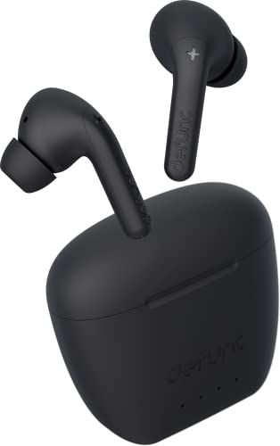 Defunc True Audio In-Ear True Wireless Ohrhörer, geringe Latenz, 5.3 Bluetooth Dual Kopfhörer, 30 Min. Schnellladekoffer, Touch-Steuerung, IPX4 wasserdicht & 3 Ohrstöpsel-Größen, Schwarz von Defunc