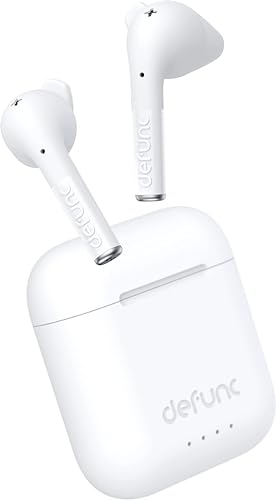 Defunc True Talk In-Ear True Wireless Ohrhörer mit ENC Geräuschunterdrückungsmikrofon, 5.2 Bluetooth Kopfhörer, Schnellladekoffer, Touch-Steuerung, IPX4 Wasser- und Schweißfest - Weiß von Defunc