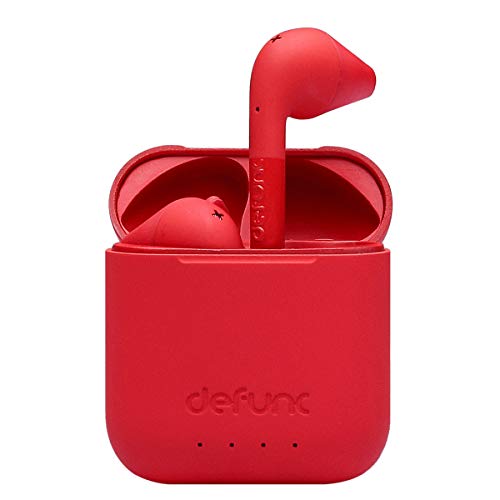 Defunc Wireless Earbuds True Go Slim IPX4 Wasserdicht In-Ear 5.0 Bluetooth Stereo-Ohrhörer mit integriertem Mikrofon, Langer Akkulaufzeit & Ladebox (Rot) von Defunc