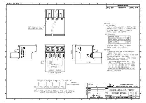 Degson Stiftgehäuse-Kabel Polzahl Gesamt 3 Rastermaß: 5mm 2EDGKC-5.0-03P-14-00A(H) von Degson