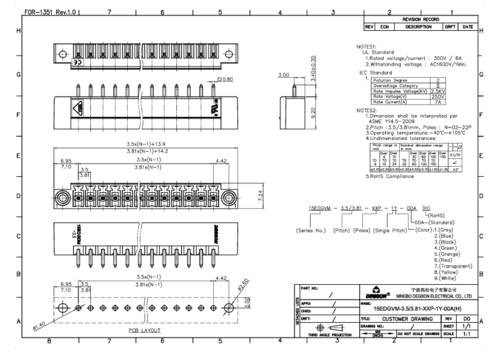 Degson Stiftgehäuse-Platine Polzahl Gesamt 2 Rastermaß: 3.80mm 15EDGVM-3.81-02P-14-13A(H) von Degson