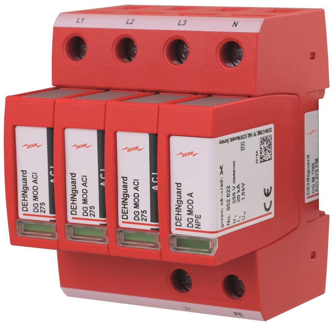 Dehn Überspannungsableiter Typ 2 4-polig Uc 275V mit ACI-Technologie Dehn Überspannungsableiter Typ 2 4-polig Uc 275V mit ACI-Technologie von Dehn SE