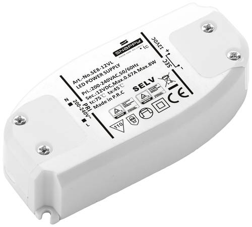 Dehner Elektronik SE 8-12VL LED-Trafo Konstantspannung 8W 0.67A 12 V/DC Möbelzulassung, Überlastsc Dehner Elektronik SE 8-12VL LED-Trafo Konstantspannung 8W 0.67A 12 V/DC Möbelzulassung, Überlastsc von Dehner Elektronik