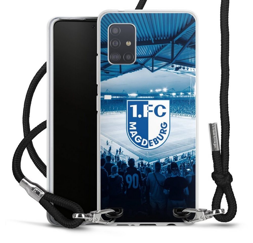 DeinDesign Handyhülle 1. FC Magdeburg Stadion 1. FCM 1.FCM Arena, Samsung Galaxy A51 5G Handykette Hülle mit Band Case zum Umhängen von DeinDesign