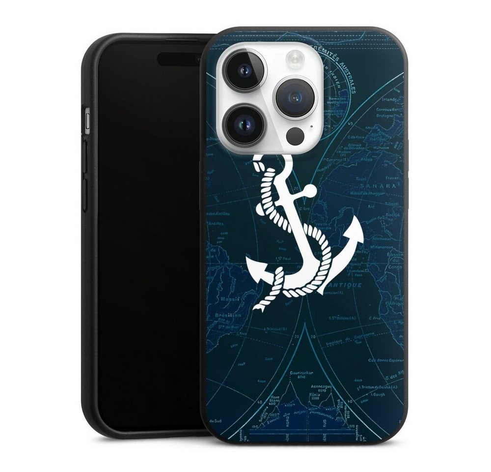 DeinDesign Handyhülle Anker Landkarte Segeln Sailors Style, Apple iPhone 14 Pro Organic Case Bio Hülle Nachhaltige Handyhülle von DeinDesign