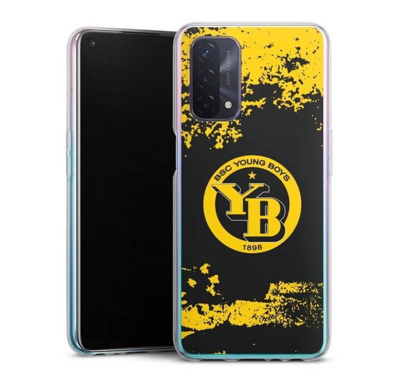 DeinDesign Handyhülle BSC Young Boys Offizielles Lizenzprodukt Fanartikel BSC YB Grunge, Oppo A74 5G Silikon Hülle Bumper Case Handy Schutzhülle von DeinDesign