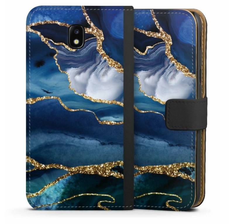 DeinDesign Handyhülle Blue Marble Gold Glitter Look, Hülle, Handy Flip Case, Wallet Cover, Handytasche Leder Marmor Blau Gold & Kupfer von DeinDesign